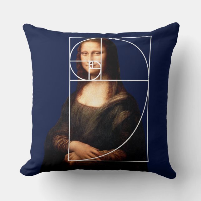Almofada Leonardo da Vinci Mona Lisa Sequência de Fibonacci (Frente)
