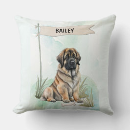 Almofada Leonberger Watercolor Personalized Dog