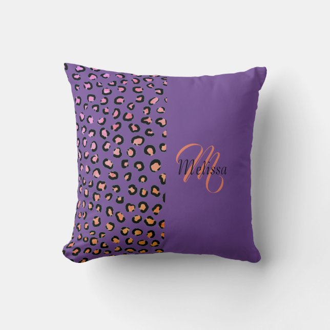 Almofada Leopard Imprime Dois Tons Roxos Nome da Rapariga M (Frente)