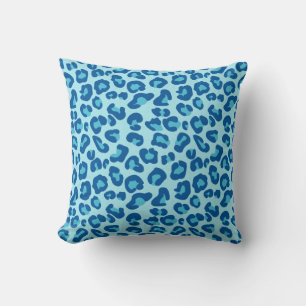 Almofada Leopard Imprime em uma escala clara a azul escuro