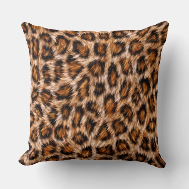 Almofada Leopard Jaguar Cat Brown fur Pattern-24609 (Frente)