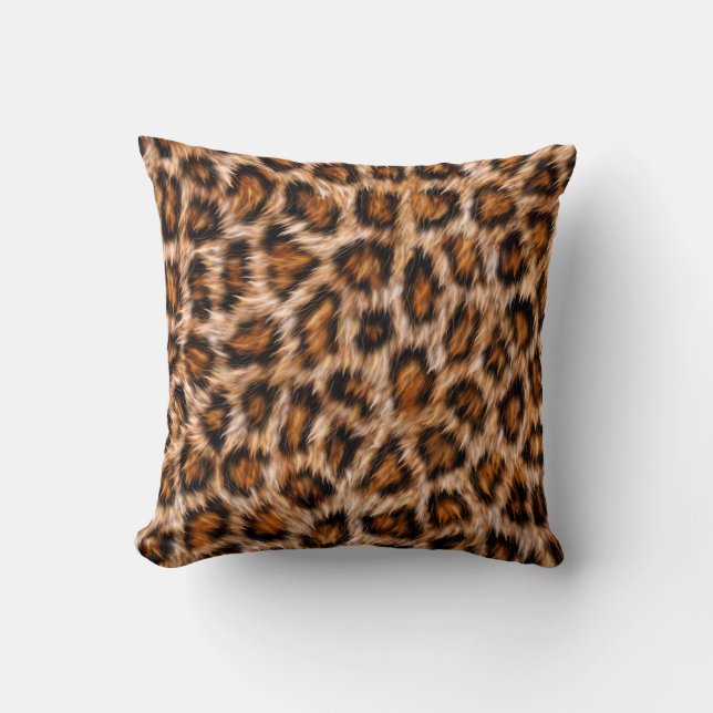 Almofada Leopard Jaguar Cat Brown fur Pattern-24609 (Frente)