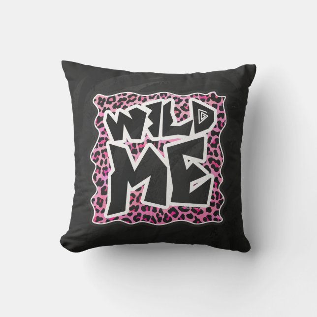 Almofada Leopard me Wild Black and Hot Pink Design (Frente)