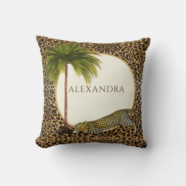 Almofada Leopard Pattern Brown Personal Elegante Palm (Frente)