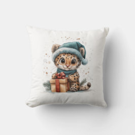 Almofada Leopardo Adorável de Bebê Animal em Santa Hat com