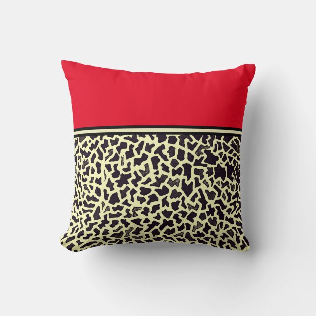 Almofada Leopardo de Creme Vermelho (Frente)