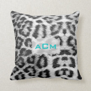 Almofada Leopardo de neve do monograma