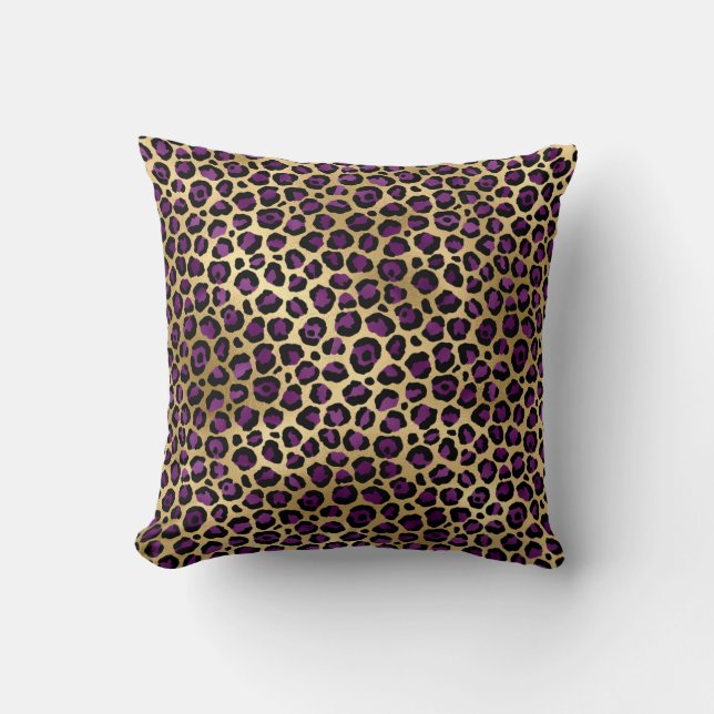 Almofada Leopardo Dourado e roxo (Frente)