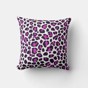 Almofada Leopardo Impressão Magenta Branco