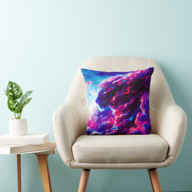 Almofada Leopardo Neon Cósmico Futurista (Cadeira)