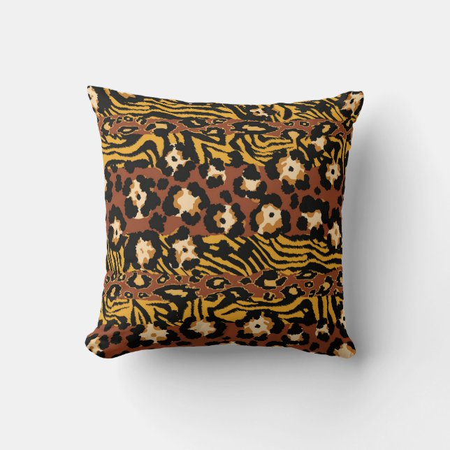 Almofada Leopardo, pele de tigre, padrão selvagem. (Frente)
