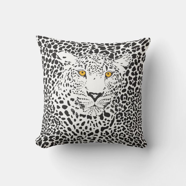 Almofada Leopardo Preto e Branco Em Manchas (Frente)