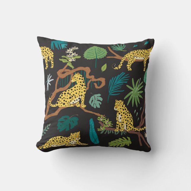 Almofada Leopardos da Selva: Ilustrações da Vida Selvagem V (Frente)