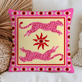 Almofada Leopardos Rosa & Olhos Maus Dopamina Estética Funk