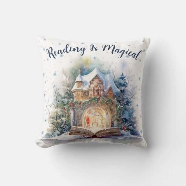 Almofada Ler é Design de floco de neve mágico (Frente)