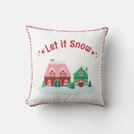 Almofada Let it Snow Christmas Village Throw Pillow