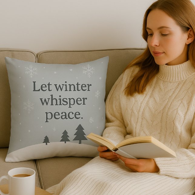 Almofada Let Winter Whisper Peace – Scandinavian Winter  (Let_winter_whisper_peace_Holiday_christmas_throw_Pillow)