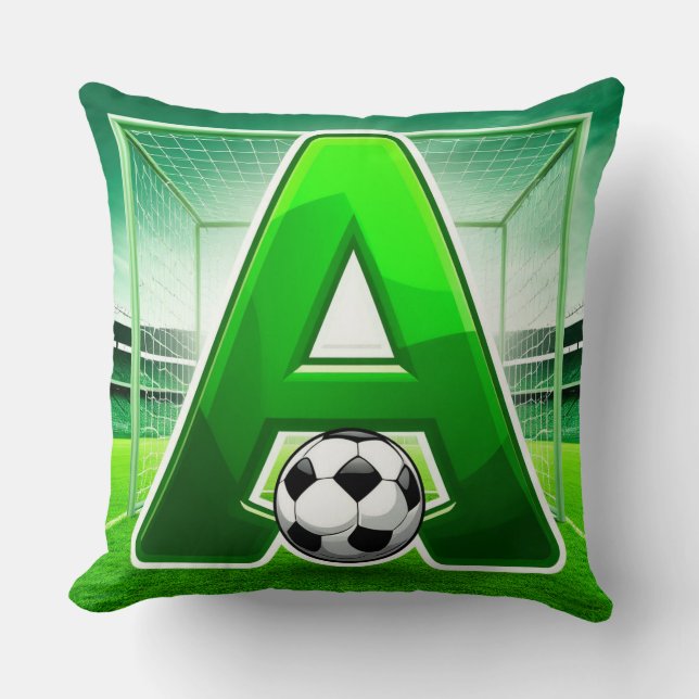 Almofada ⚽ Letra A Verde Logo de Futebol Estádio Gol Esport (Frente)
