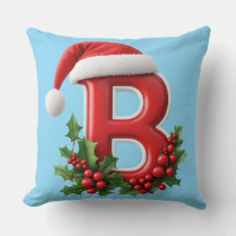 Letra B de Natal decorada com chapéu de Papai Noel