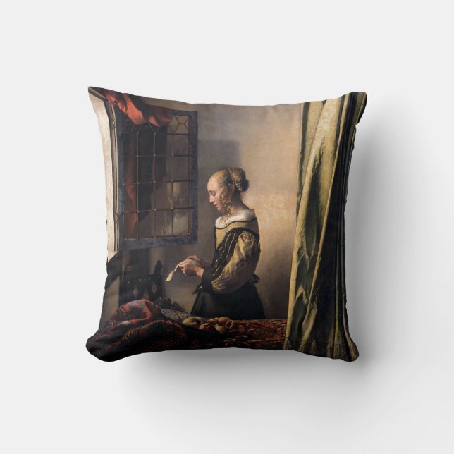 Almofada Letra da leitura da menina na janela aberta por (Frente)