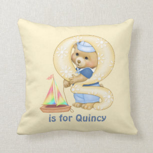 Almofada Letra de Urso Teddy Q Travesseiro Monograma