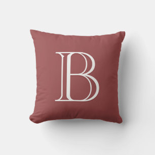 Almofada Letra Elegante Monograma Inicial Vermelho & Branco