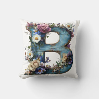Almofada Letra Floral Botânica Vintage B