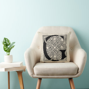 Almofada Letra G Vintage Celtic Knot Monograma