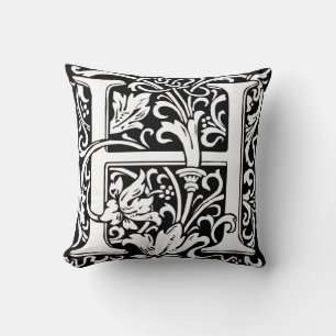 Almofada Letra H Monograma Medieval Art Nouveau