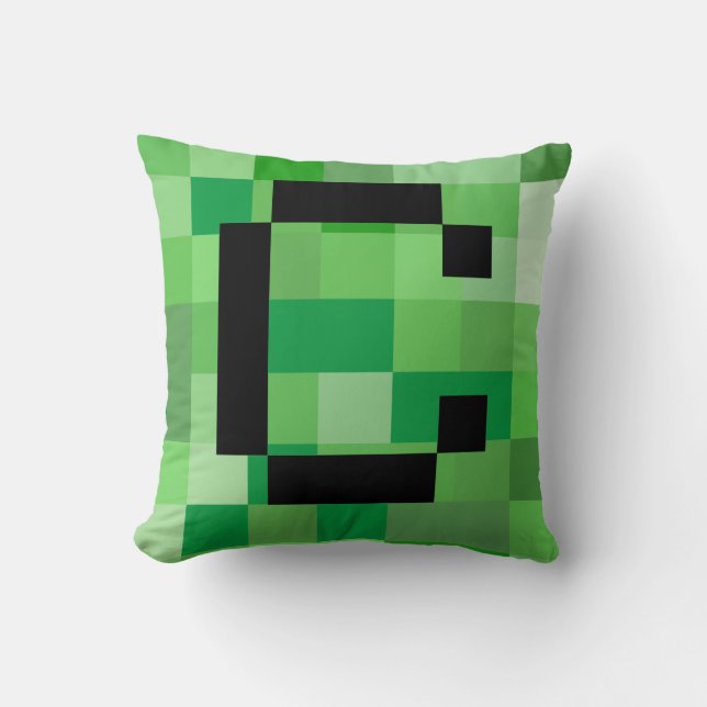 Almofada Letra inicial C RPG Gamer Pixel do Halloween (Frente)