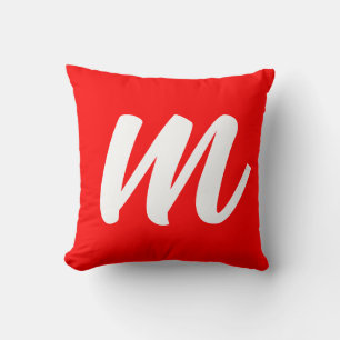 Almofada Letra Inicial de Monograma Branco Vermelho