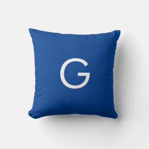 Almofada Letra inicial monograma Na moda azul moderno