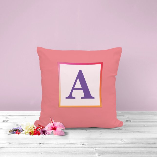 Almofada Letra inicial no quadrado gradiente/ Monograma (Initial letter personalized pillow design )