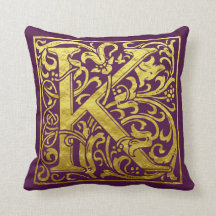 Letra K Primeira Letra Faux Dourado e roxo
