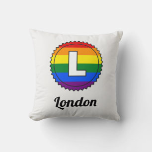 Almofada Letra L inicial e nome Orgulho gay Arco-íris Mono