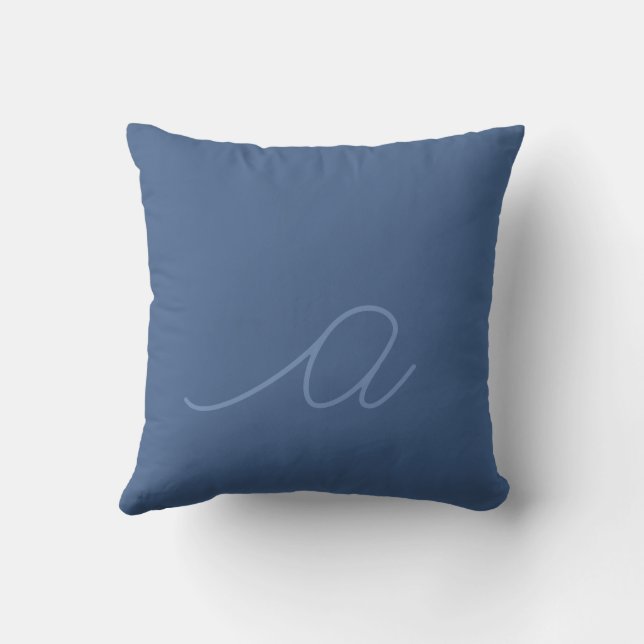 Almofada Letra Minúscula Azul de Jeans em Script (Verso)