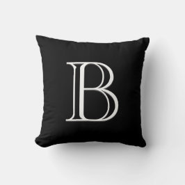 Almofada Letra Monograma Inicial Elegante Preto e Branco