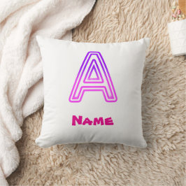 Almofada Letra Neon A Monograma Brilhante Rosa Roxo Inicial