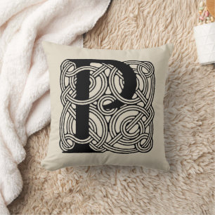 Almofada Letra P Vintage Celtic Knot Monograma