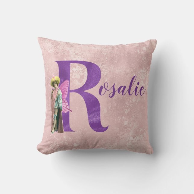 Almofada Letra R Ilustrada com Brilho Roxo Campy   (Frente)