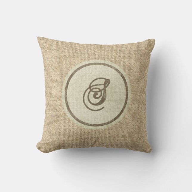 Almofada Letra russa Burlap S travesseiro decorativo (Frente)
