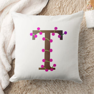 Almofada Letra T inicial decorativa em branco