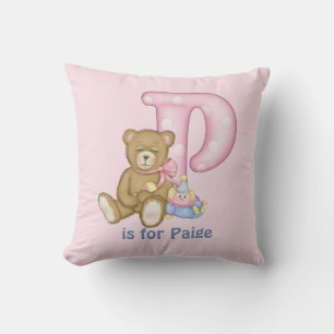 Almofada Letra Urso Teddy P Travesseiro Monograma