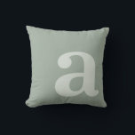 Almofada Letra Verde Elegante Monograma Sage, Inicial<br><div class="desc">Letra monográfica moderna Elegante,  travesseiro decorativo inicial,  em cor verde-sábio.</div>