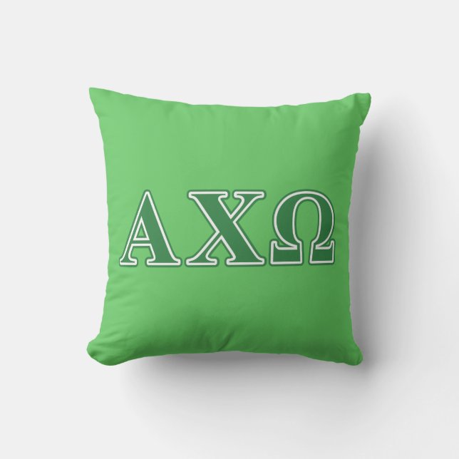 Almofada Letras Verdes da Alphi Chi Omega (Frente)