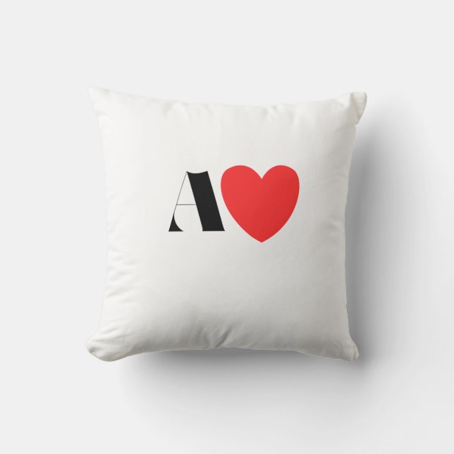 Almofada Letter A Heart - Valentine Initial Love Design (Frente)