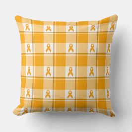 Almofada Leukemia Awareness Plaid Orange Ribbon