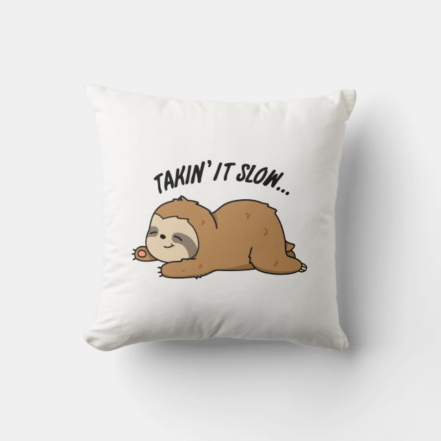 Almofada Levar Devagar Pun do Sloth Engraçado (Frente)