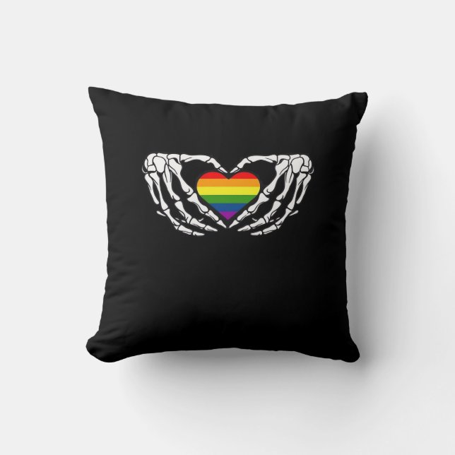 Almofada Lgbt Pride Skeleton Halloween Gótico Heart Classic (Frente)