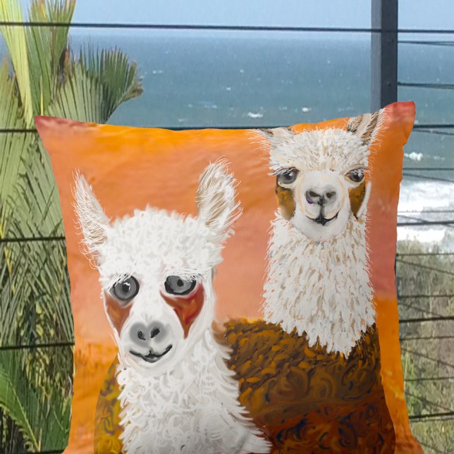 Almofada Lhamas curiosas contra Travesseiro decorativo do c (Criador carregado)